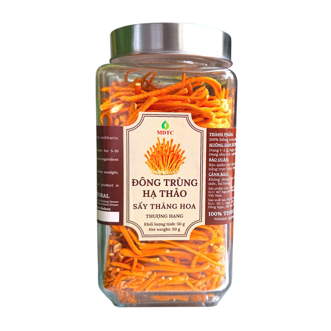  ĐÔNG TRÙNG HẠ THẢO KHÔ 50gr - THƯỢNG HẠNG - HŨ THỦY TINH